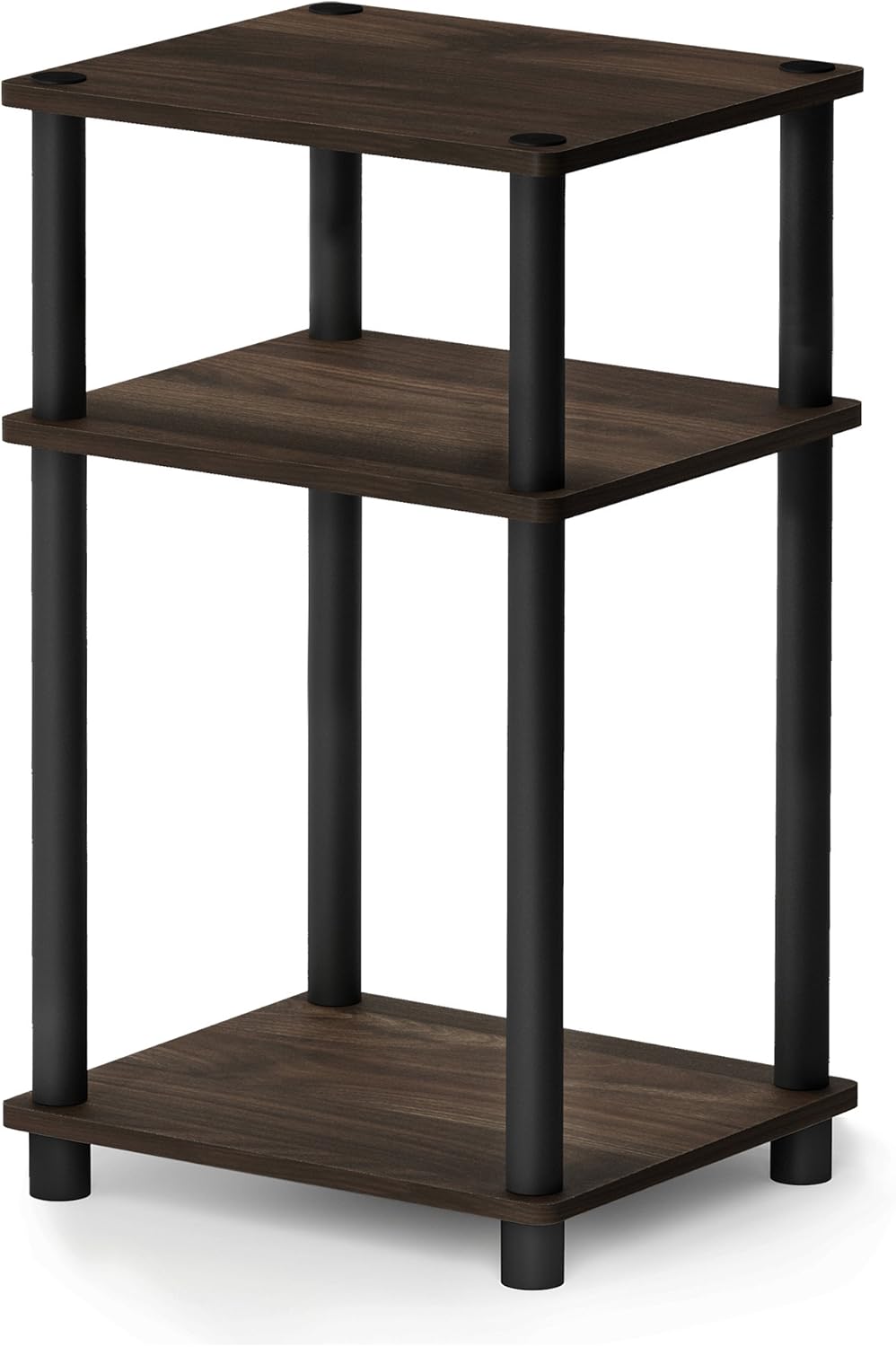 Furninno Just 3-Tier Turn-N-Tube End Table, Side Table, Night Stand, Bedside Table with Plastic Poles