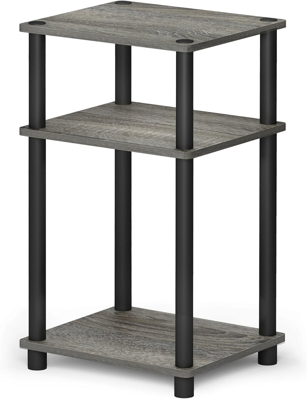 Furninno Just 3-Tier Turn-N-Tube End Table, Side Table, Night Stand, Bedside Table with Plastic Poles
