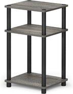 Furninno Just 3-Tier Turn-N-Tube End Table, Side Table, Night Stand, Bedside Table with Plastic Poles