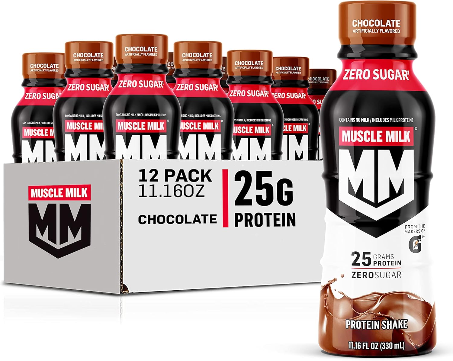Muscle Milk Genuine Protein Shake, Chocolate, 25g Protein, 11.16 Fl Oz (Pack of 12)