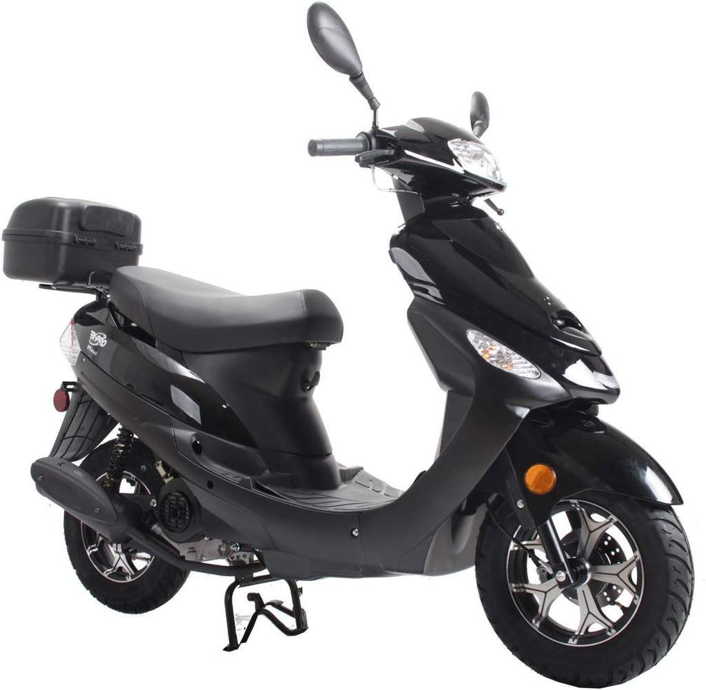 X-PRO 50cc Adult Moped Gas Moped Motorcycle 50cc with 10" Aluminum Wheels Electric Kick Start