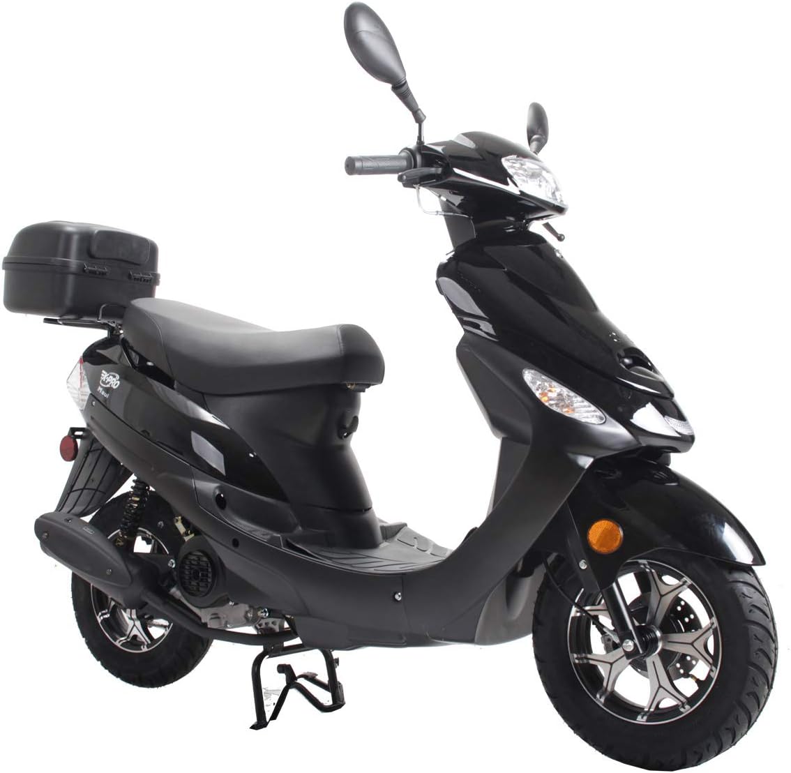 X-PRO 50cc Adult Moped Gas Moped Motorcycle 50cc with 10" Aluminum Wheels Electric Kick Start