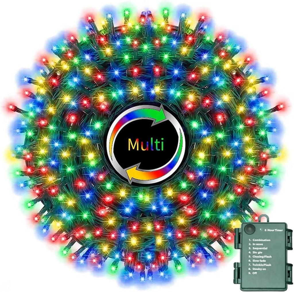 Multi-Colored Battery Operated Christmas Lights, 34.1 FT 100 LED Waterproof