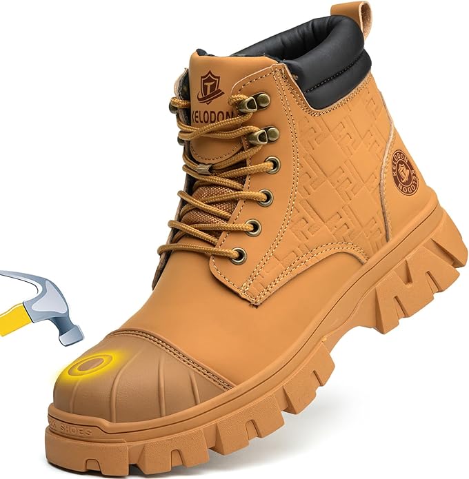 KELODON Waterproof Steel Toe Work Boots For Men