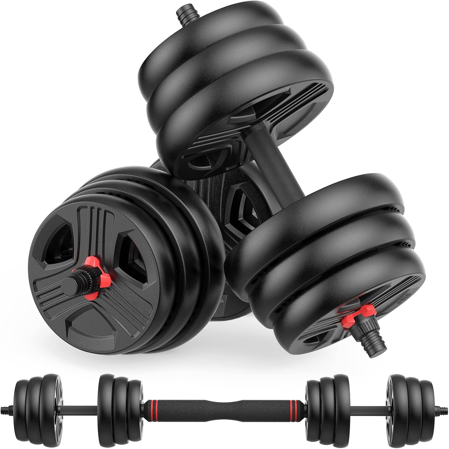 Adjustable Dumbbells, 20/30/40/55/60/70/80/90 lbs Free Weights Dumbbells Convertible Sets
