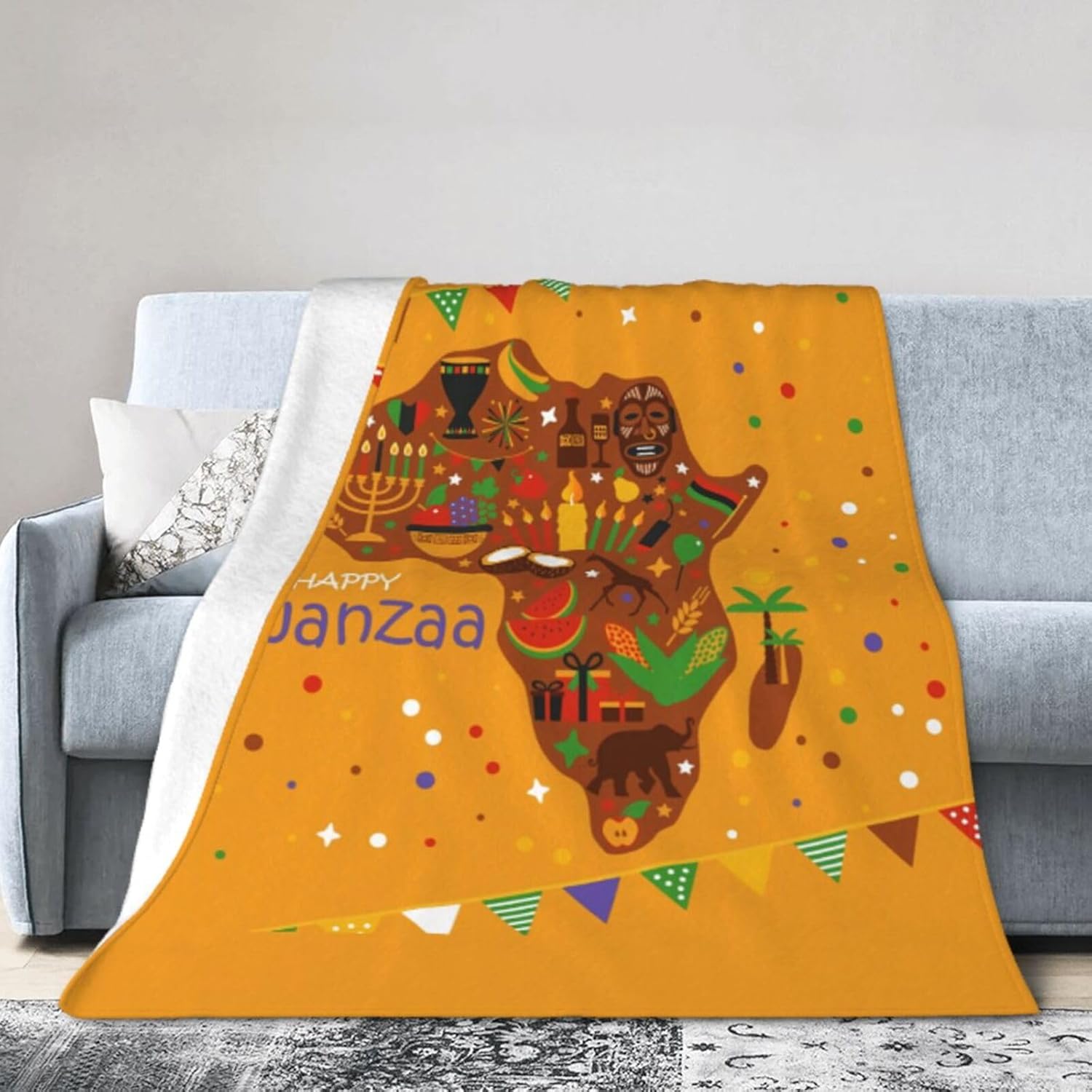 Happy Kwanzaa African Heritage Holiday Blanket Flannel Throw Blankets