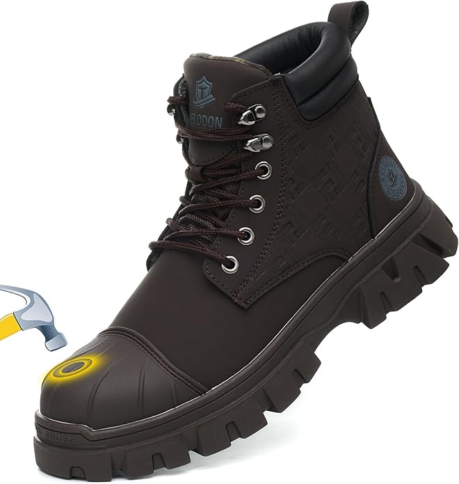KELODON Waterproof Steel Toe Work Boots For Men