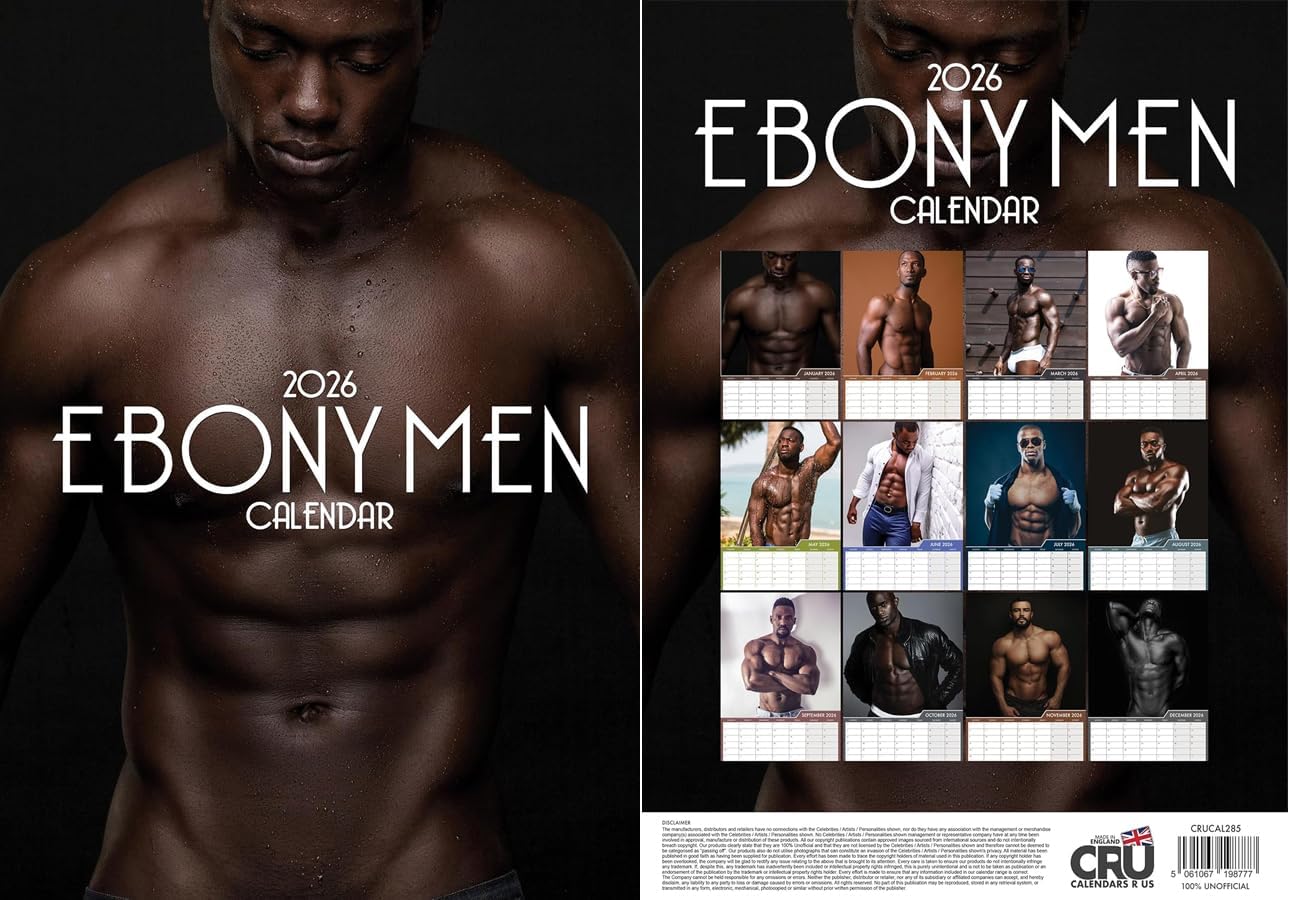 Ebony Men 2026 Wall Calendar, A3 Size, 12-Month of Gret Photography