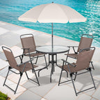 Shintenchi 6 Piece Patio Dining Set with Umbrella, Outdoor Furniture