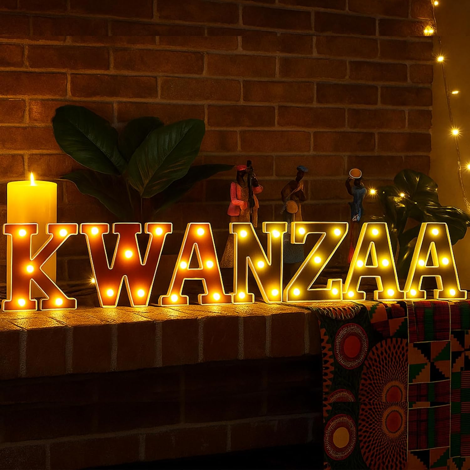 Happy Kwanzaa Light up Letters 6.3 Inch Decorations Powered Battery LED Alphabet